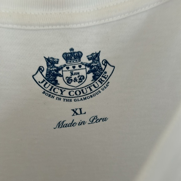 Vintage Juicy Couture White Tee with crystal bling crown & Gold Foil Emblem Y2k - Picture 6 of 17